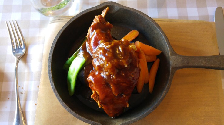 Lightly smoked rabbit leg.